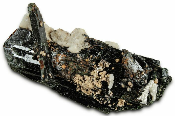Zircon and Feldspar Crystals on Aegirine - Malawi #326671